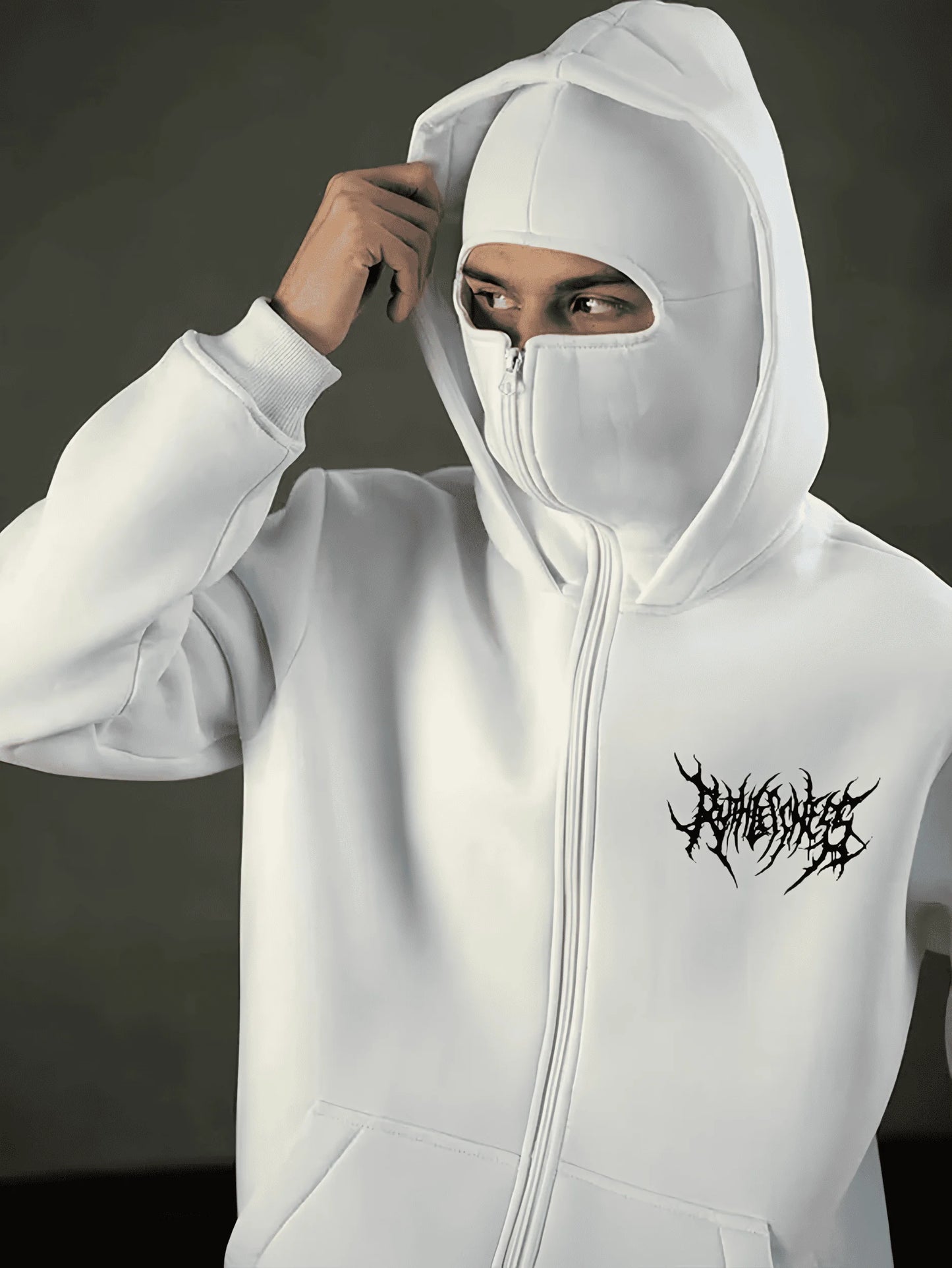 Men's Balaclava Hooded Sweatshirt Zipper Jacket Double Layer Windproof Athletic Coat