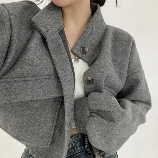 Cool Korean Style Autumn Winter New Loose Casual Woolen Jacket