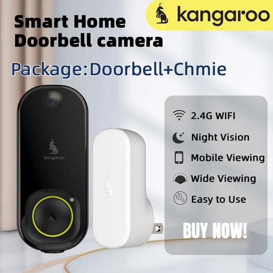 Kangaroo Smart Camera Doorbell Plus Chime With App Alerts