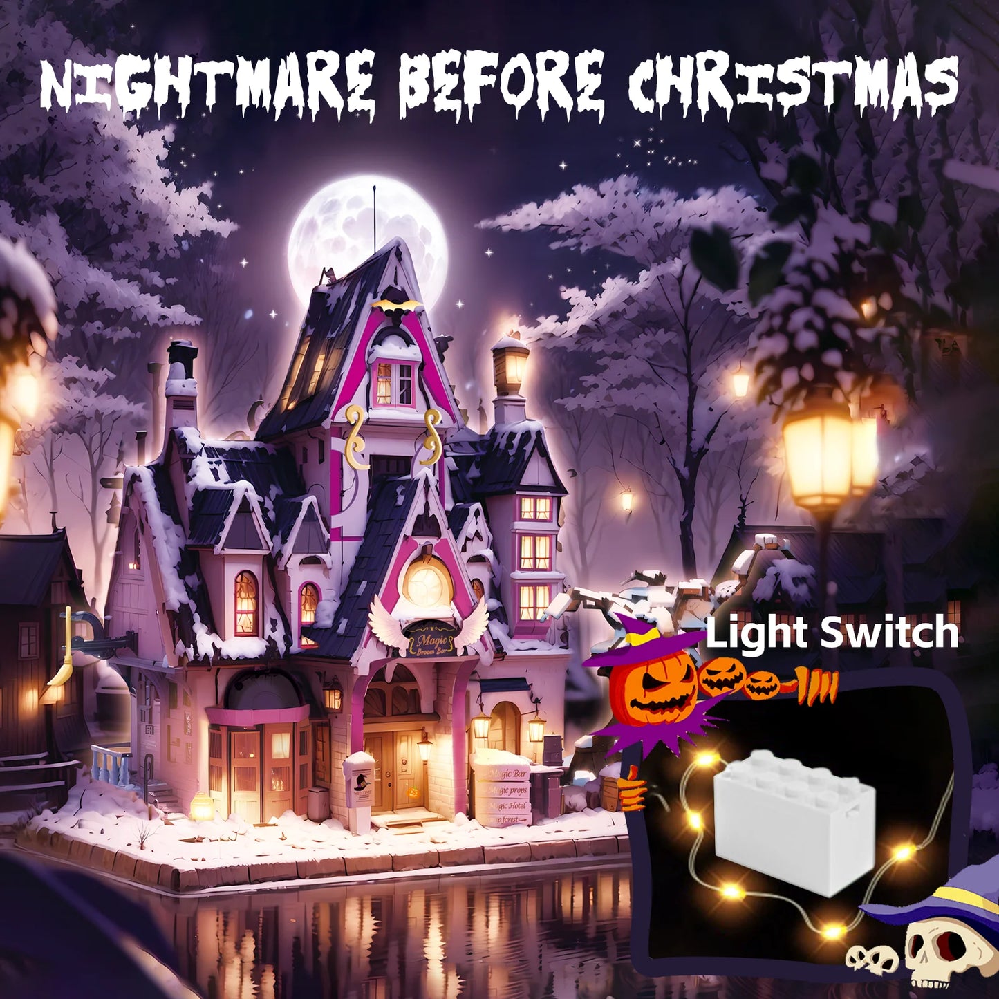 2639Pcs Magic Bar Building Blocks City Street View Model Light