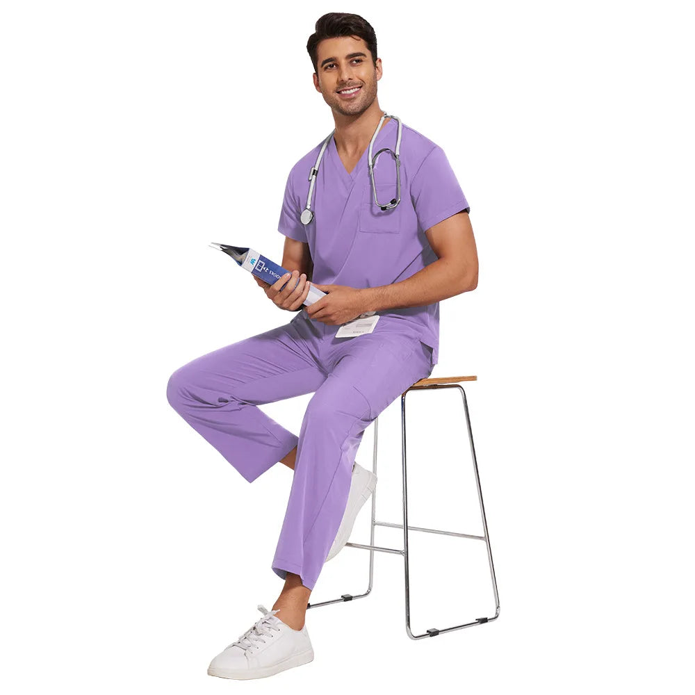 Clinical Green Gray Blue White Sanitary Dentist Medical Nursing Veterinary Surgical Scrubs Set