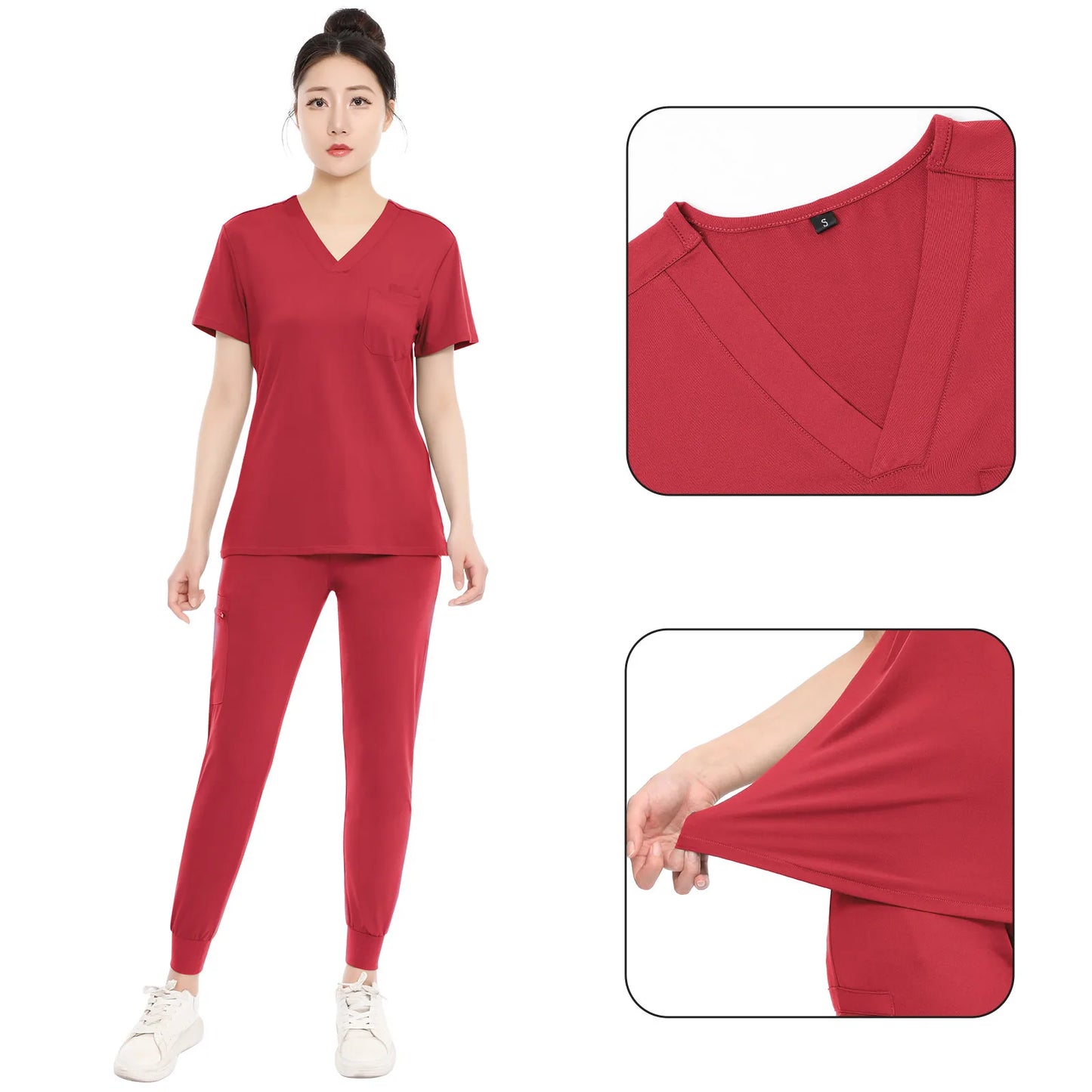 Nurse Uniform Scrubs Set For Women V Neck Medical Scrubs