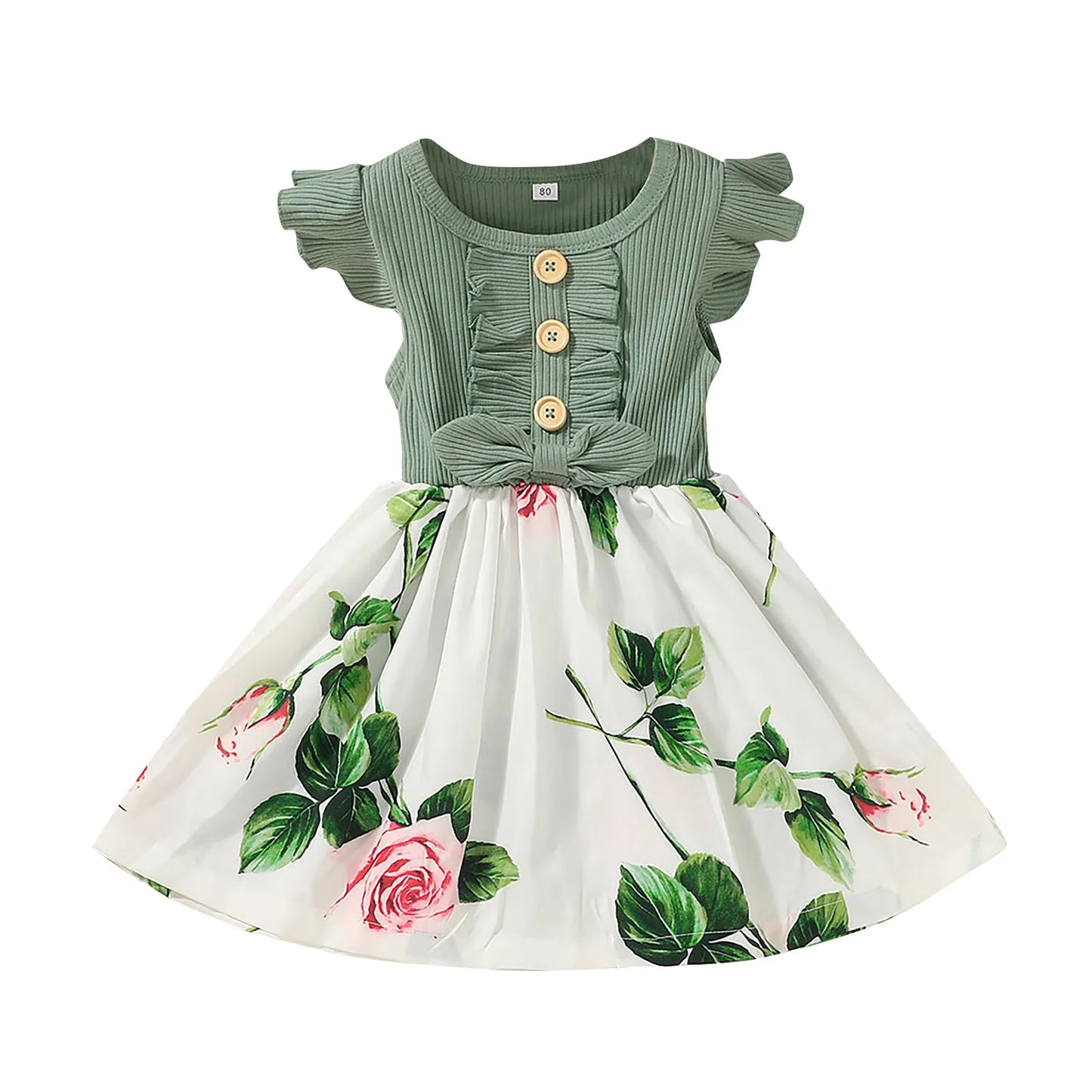 Baby Princess Party Dresses for Girls Flower Elegant Ruffle Sleeve Children