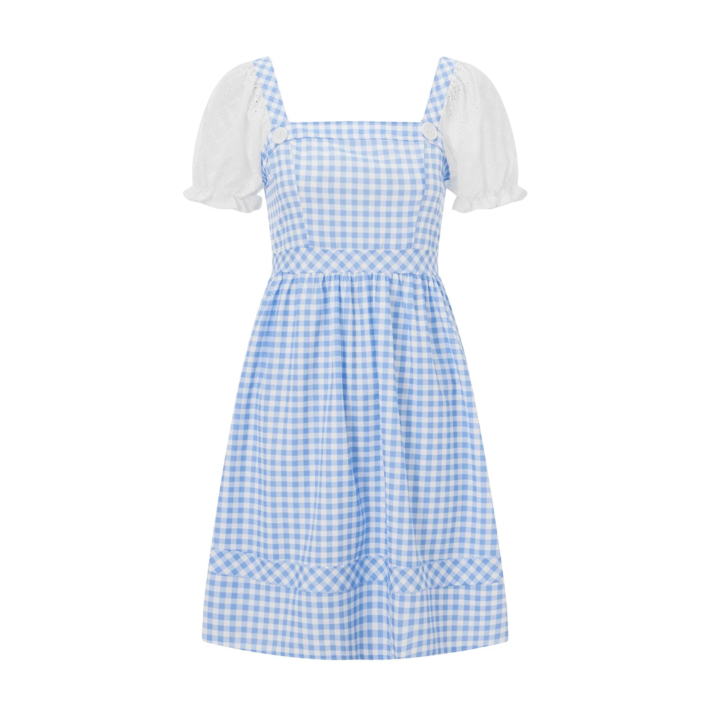 Women s Halloween Movie Character Costumes Plaid Print Short Sleeves Dress