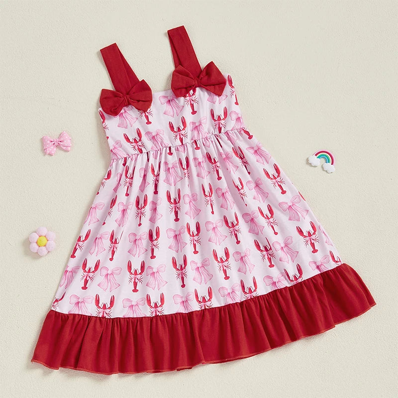 Girls Sleeveless Floral Print Ruffle Dress Summer Streetwear Casual Daily Wear