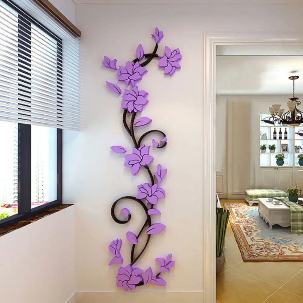 3D Wall Stickers DIY Removable Art Vinyl Vase Flower Tree