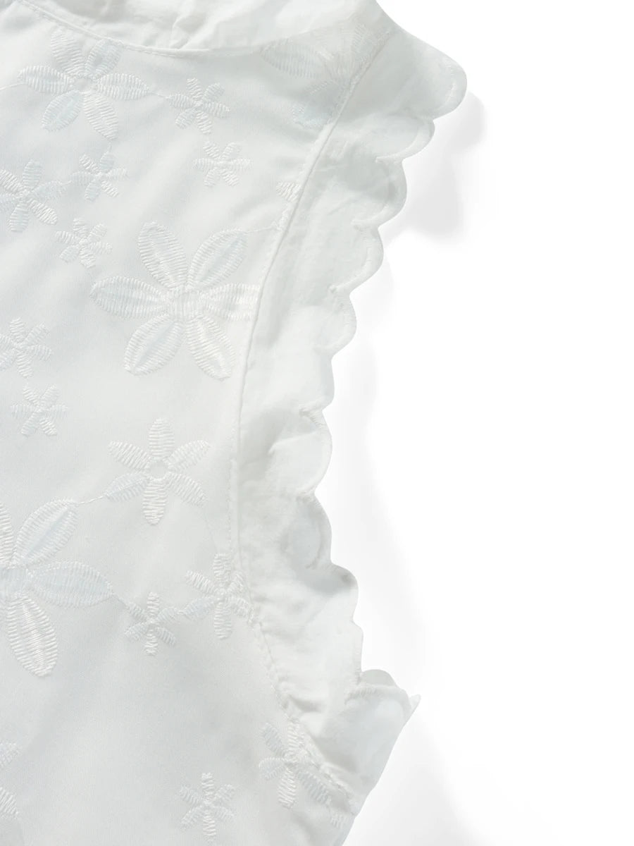 Women Summer Casual Short Dress Flower Lace Crew Neck Sleeveless