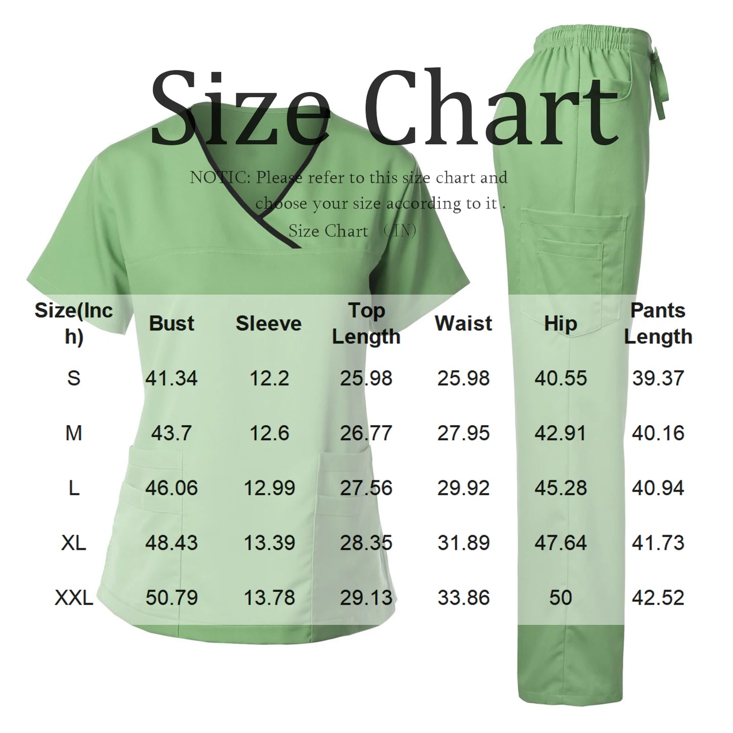 Nurse Scrub Set V Neck Short Sleeve Medical Uniform Pockets