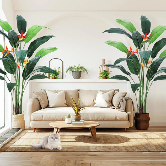 Artificial Bird of Paradise Plant 6FT(72in)/7FT(84IN) Fake Palm Tree for Indoor Outdoor Modern Decor
