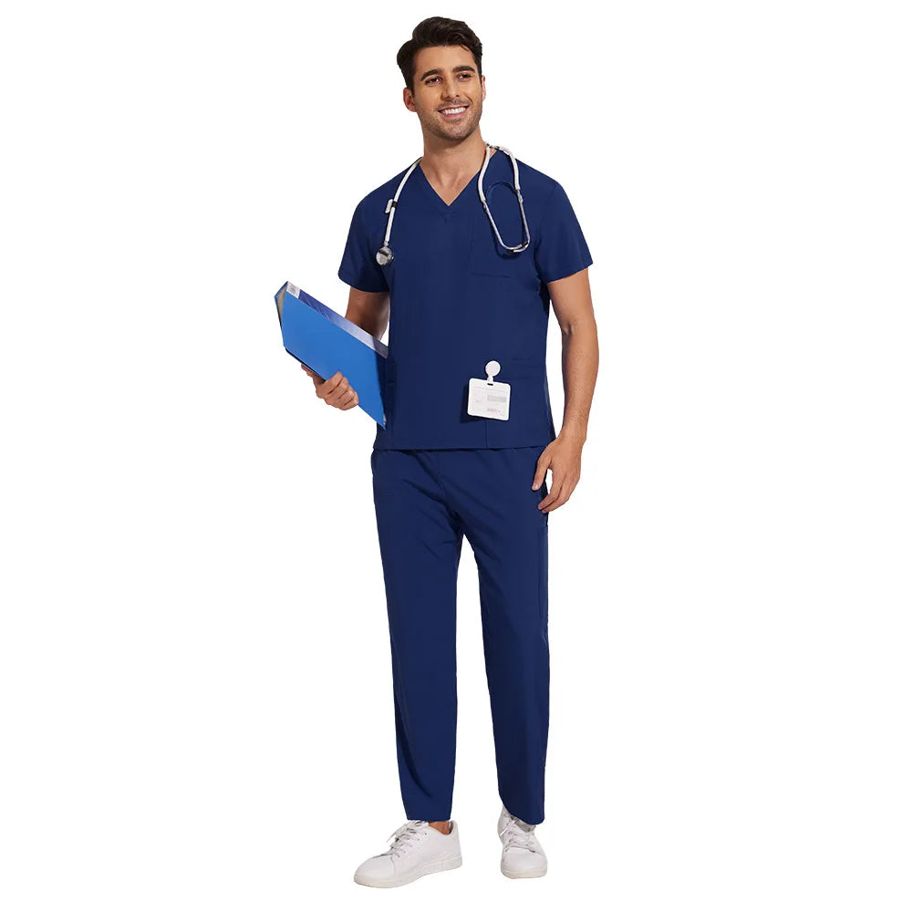 Clinical Green Gray Blue White Sanitary Dentist Medical Nursing Veterinary Surgical Scrubs Set