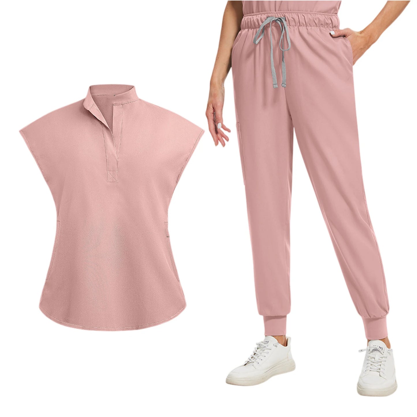 Anti-Wrinkle Professional Short Sleeve V-neck Scrubs Uniforms  Unisex  Clinical Surgical Nursing