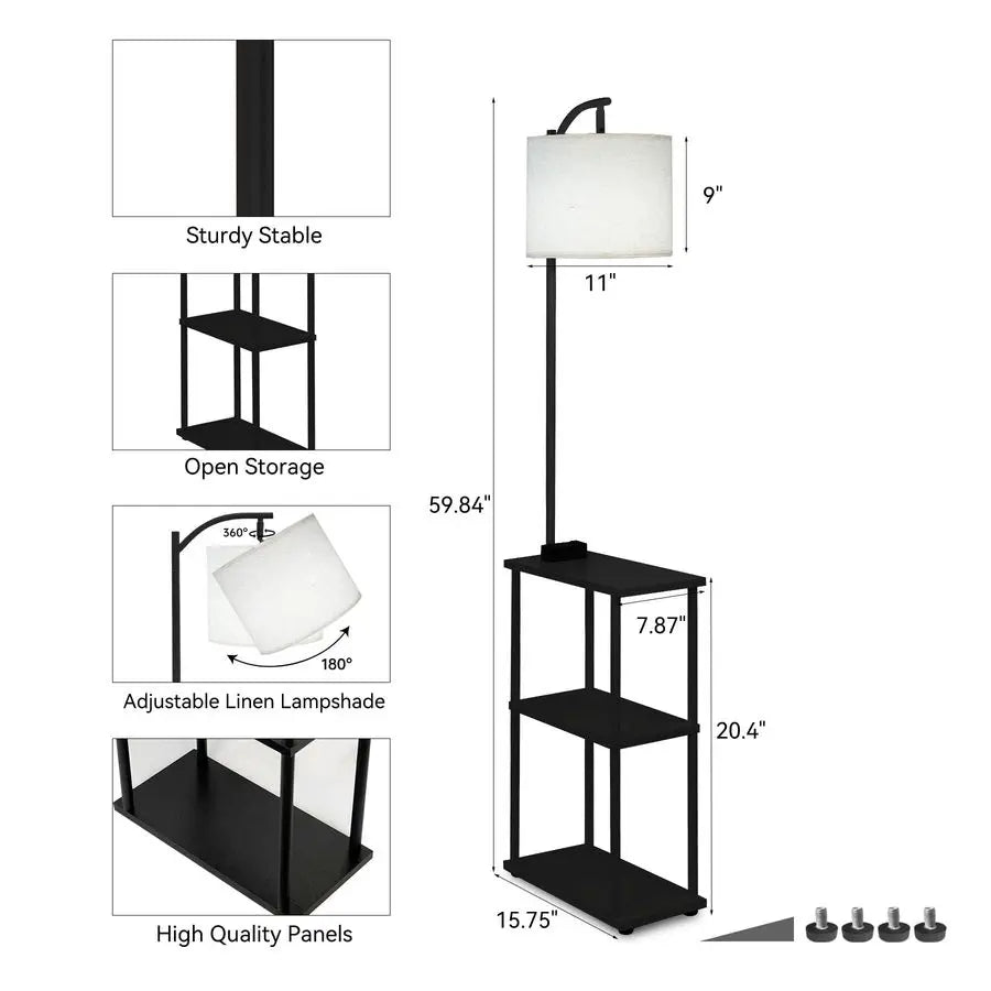 Lamp With Table USB A USB C Charging ACPortPro System