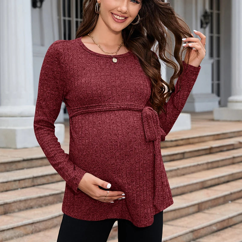 Autumn and Winter Maternity Long Sleeve Cotton Designer Pregnant Mother Autumn Sweater