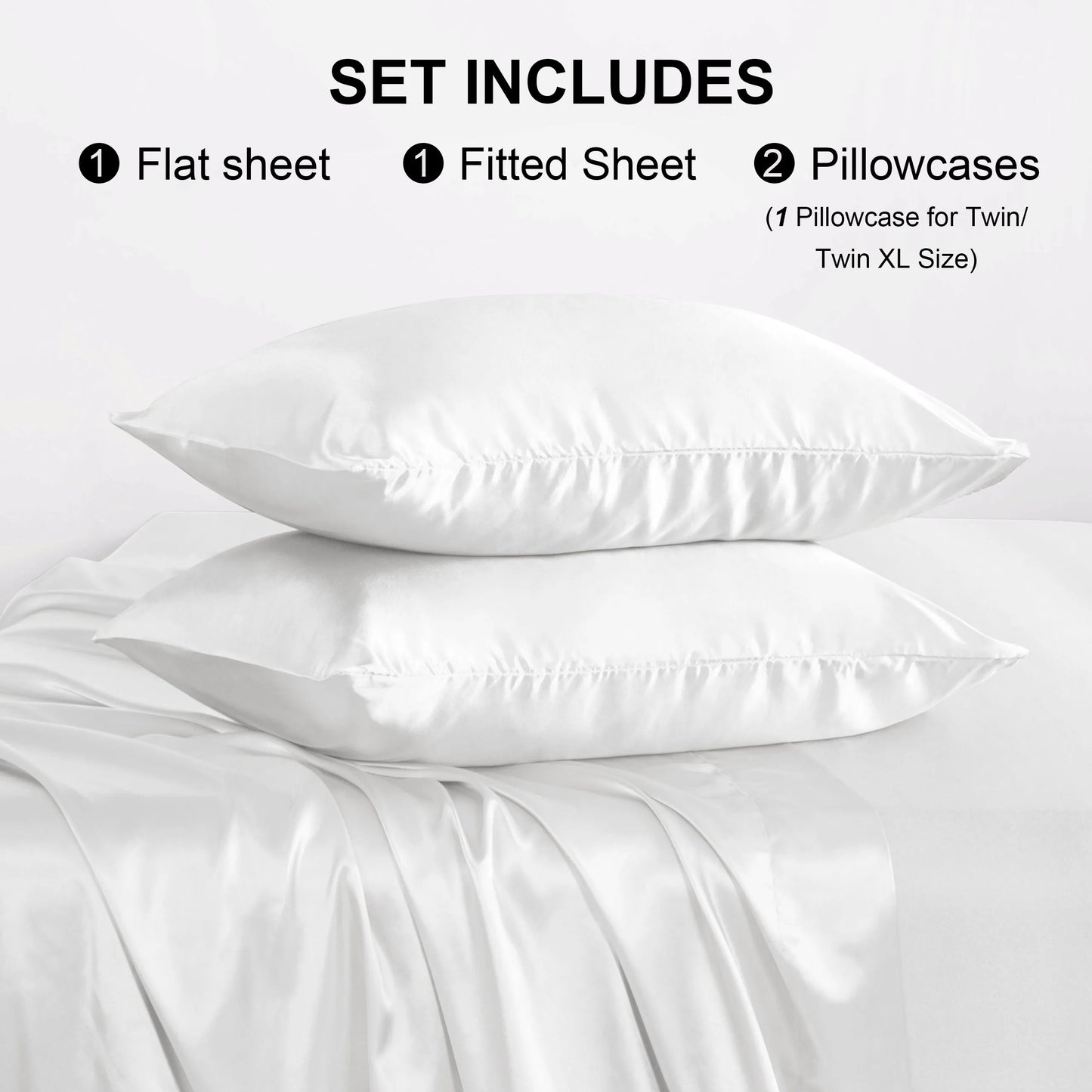 Ntbay 3 Pieces Silky Satin Cooling Bed Sheet Set, Ultra Soft and Cozy Bedding Cover Set,