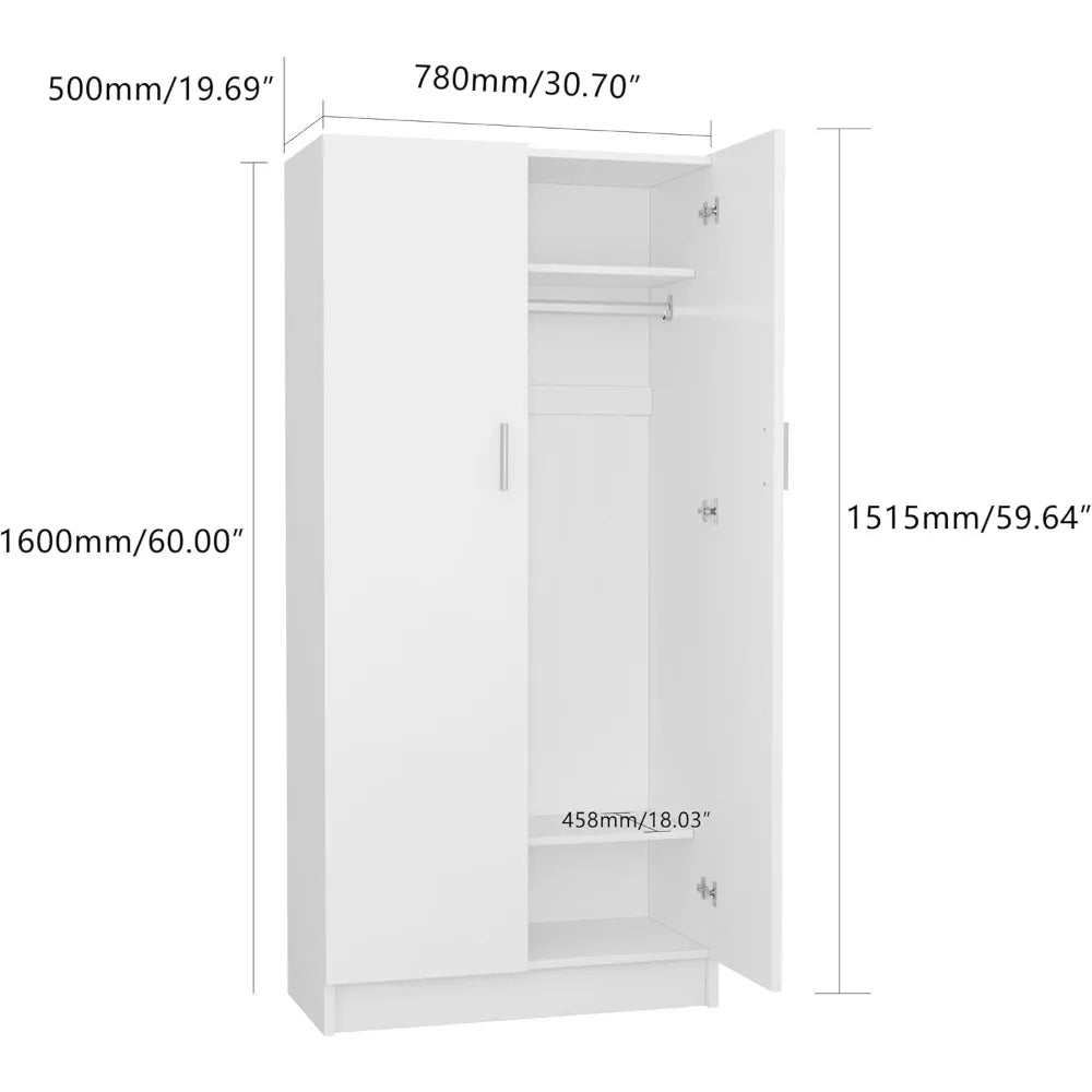 2 Door Bedroom Wardrobe Closet Bedroom Armoires Home Furniture f