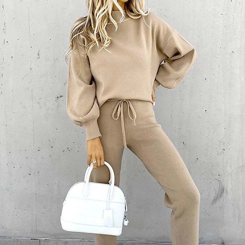 Autumn Winter 2Pcs Set Women Tracksuit Long Sleeve Pullover