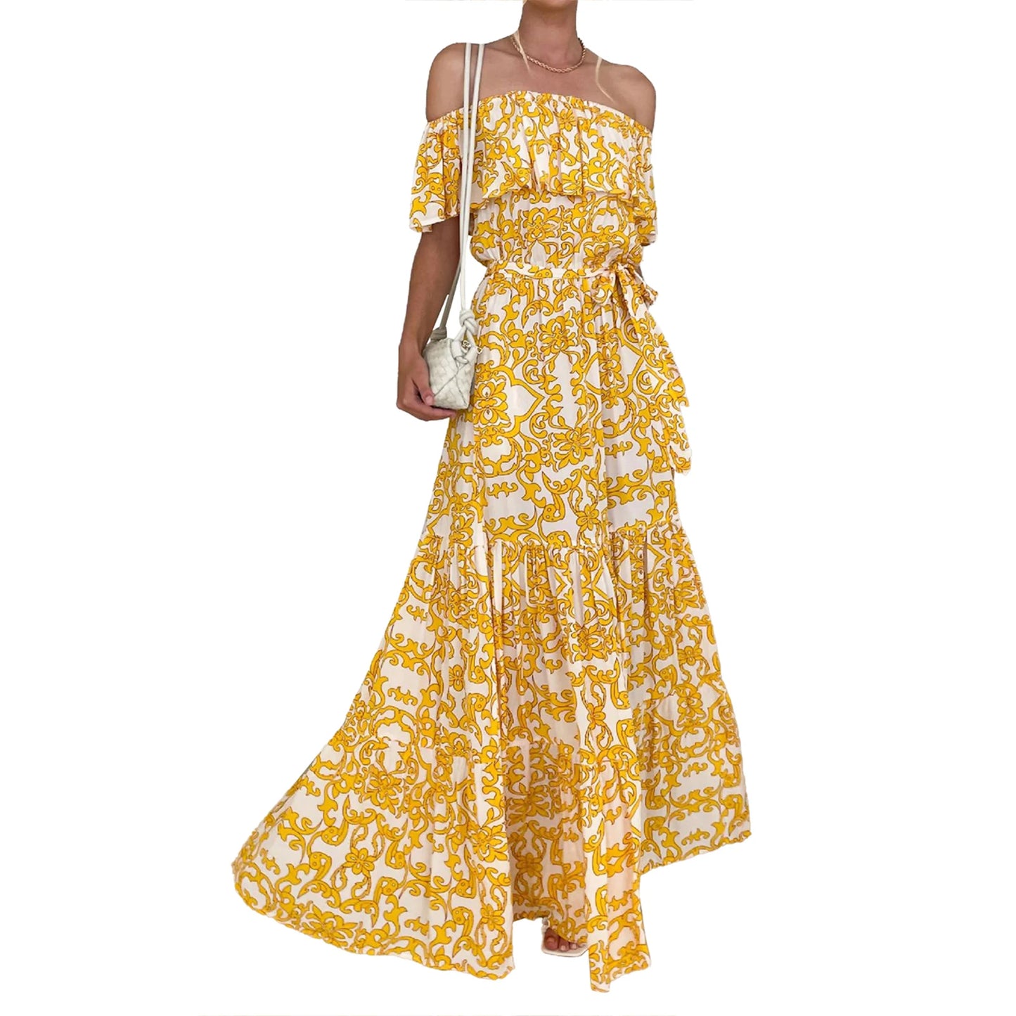 Women Long Dresses Off Shoulder Off Shoulder Floral Print