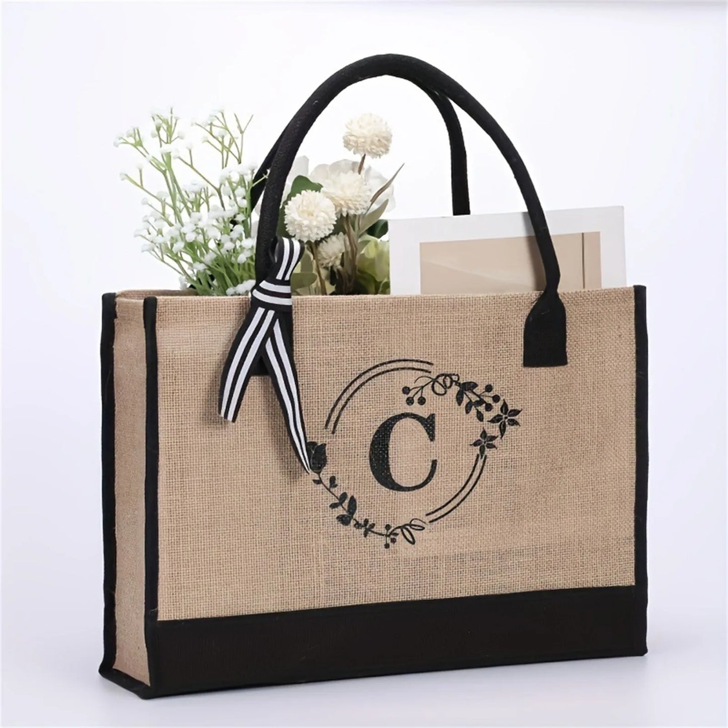 Jute/Canvas bag for work, outdoor, large capacity commuting, art, student, book, women's shoulder bag