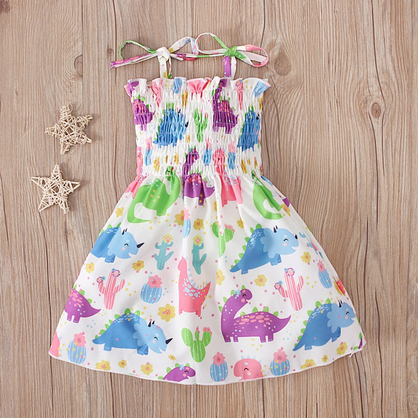 Children Girl Dress Summer Elegant Sling Princess Dresses Flower Print Kids Beach Sundress