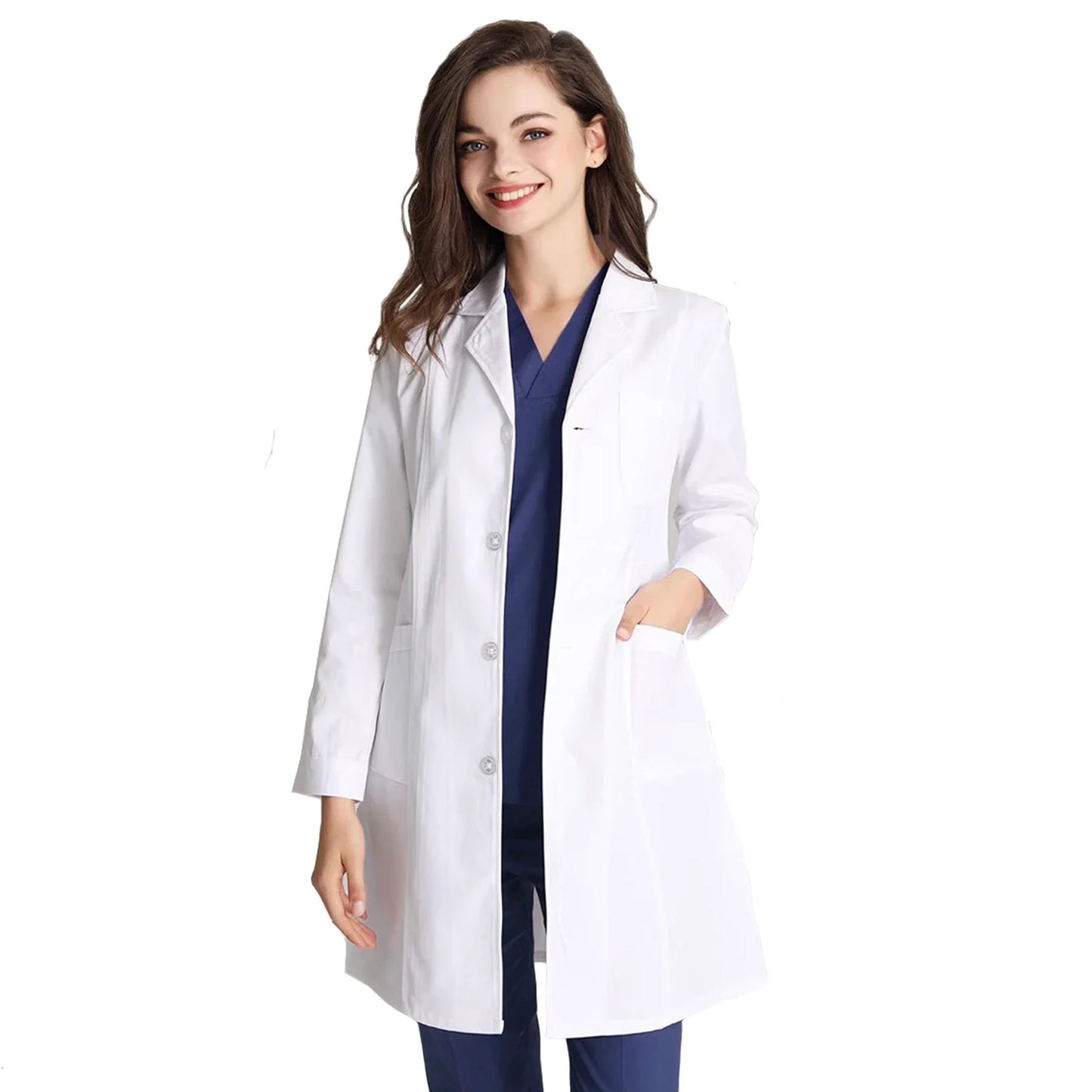White Medical Lab Coats Nurse  Long Sleeve Laboratory Science Student Doctor Coat