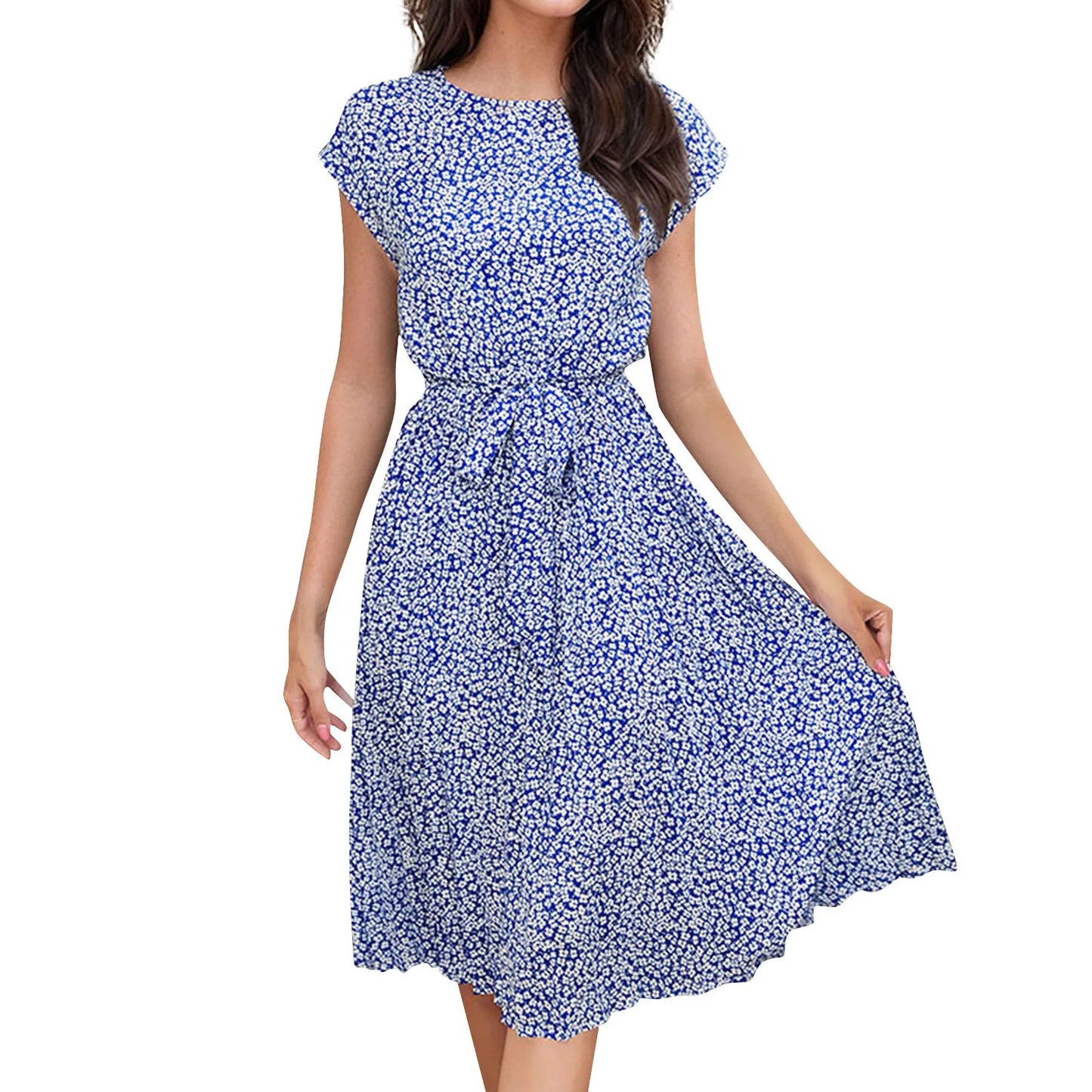 Vestidos Dress For Ladies Fashionable Printed Lace-Up Summer New Dress