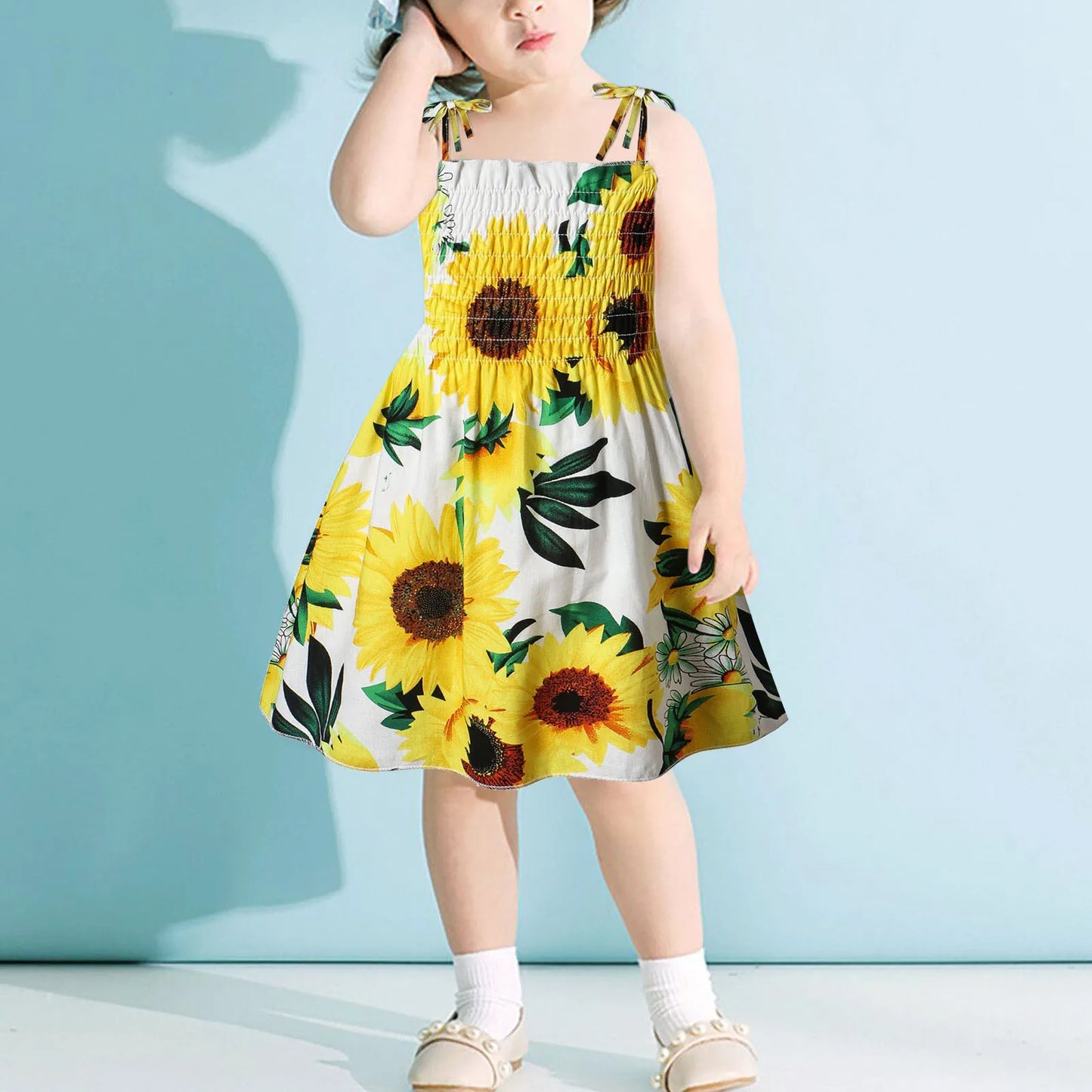 Toddler Kids Baby Girls Sunflower Slip Dress Floral Beach Dress Clothes