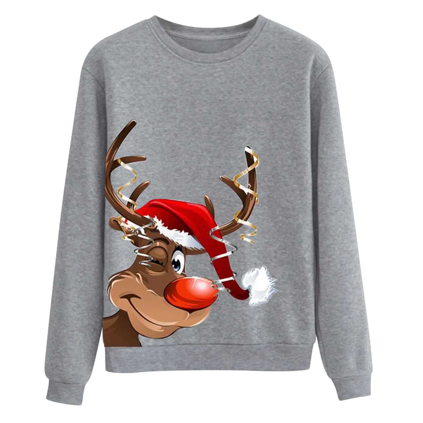 Printed Cute Reindeer Women's Sweatshirts Top Long Sleeve