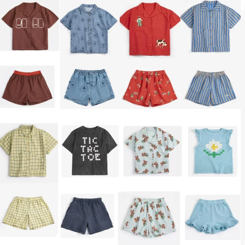 Children's Shirts & Shorts 2026 Summer New Arrivals Cartoon Fashion Boys' Short-Sleeve Cotton