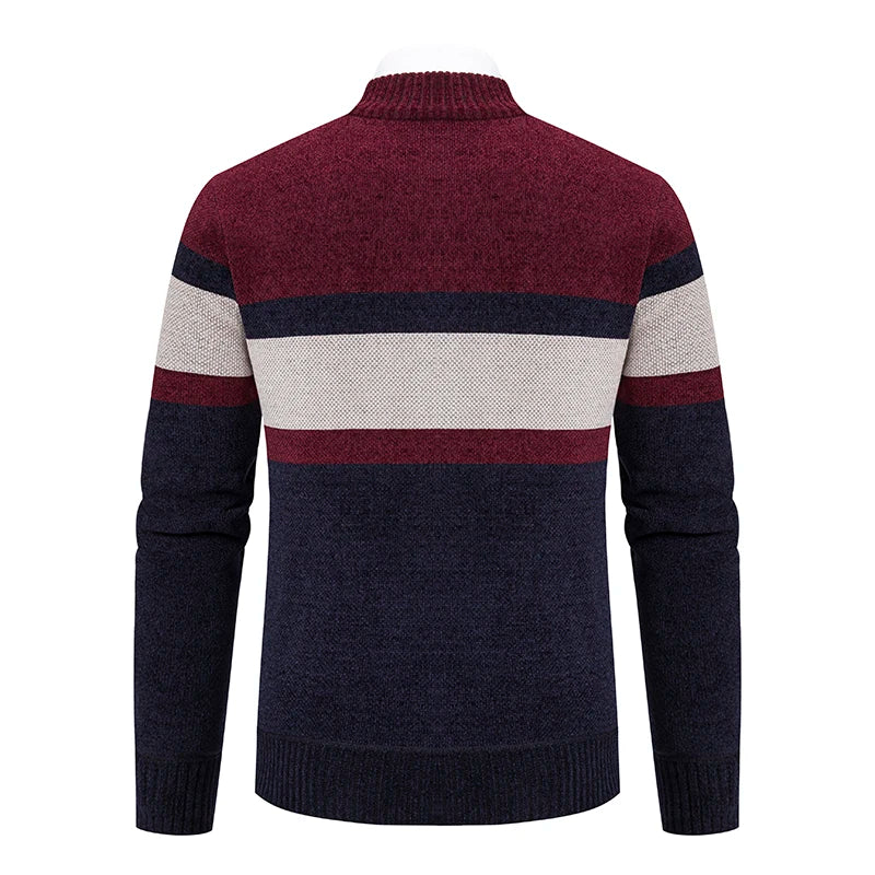 Mens Thickened Fleece Cardigan Hoodie With Zipper Mandarin Collar