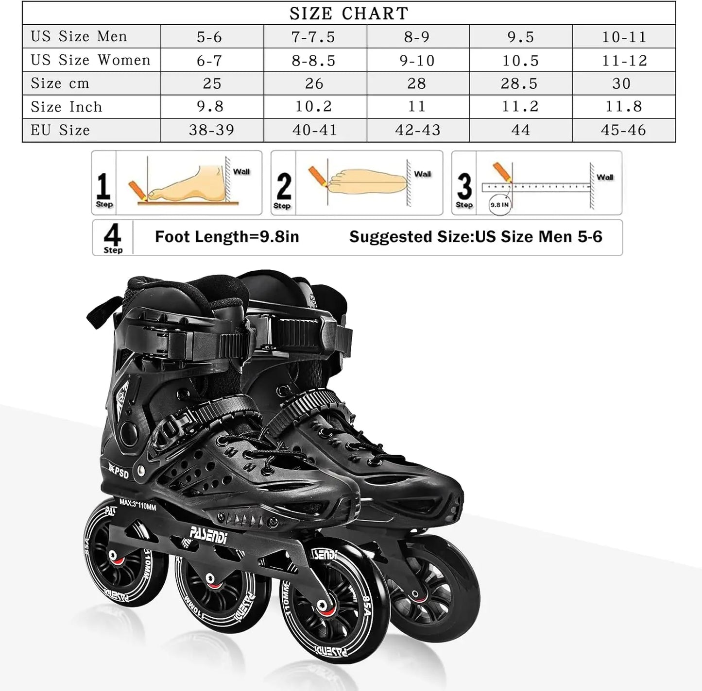 Professional Wheels Inline Skates Outdoor Fitness Single Row Inline Skates for Women Men Removable and Split Inner Boots Skates