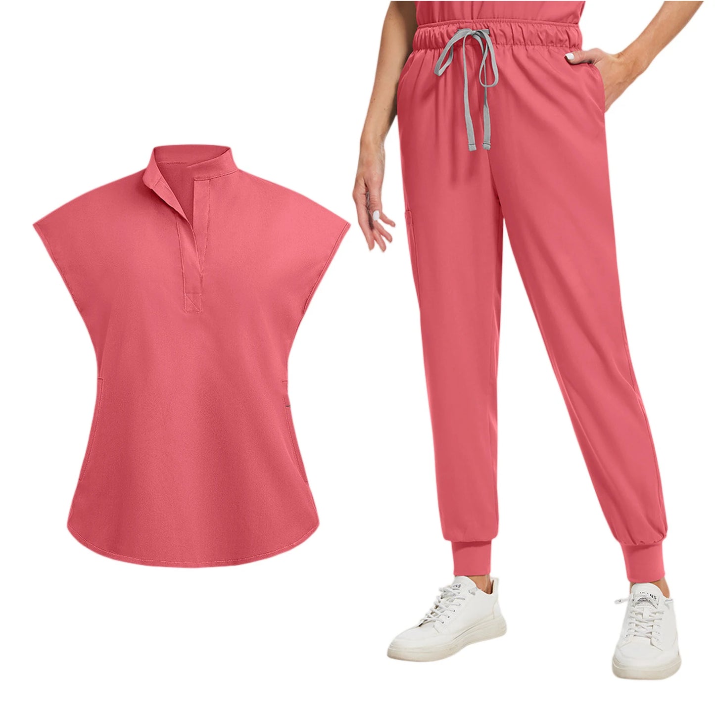 Anti-Wrinkle Professional Short Sleeve V-neck Scrubs Uniforms  Unisex  Clinical Surgical Nursing