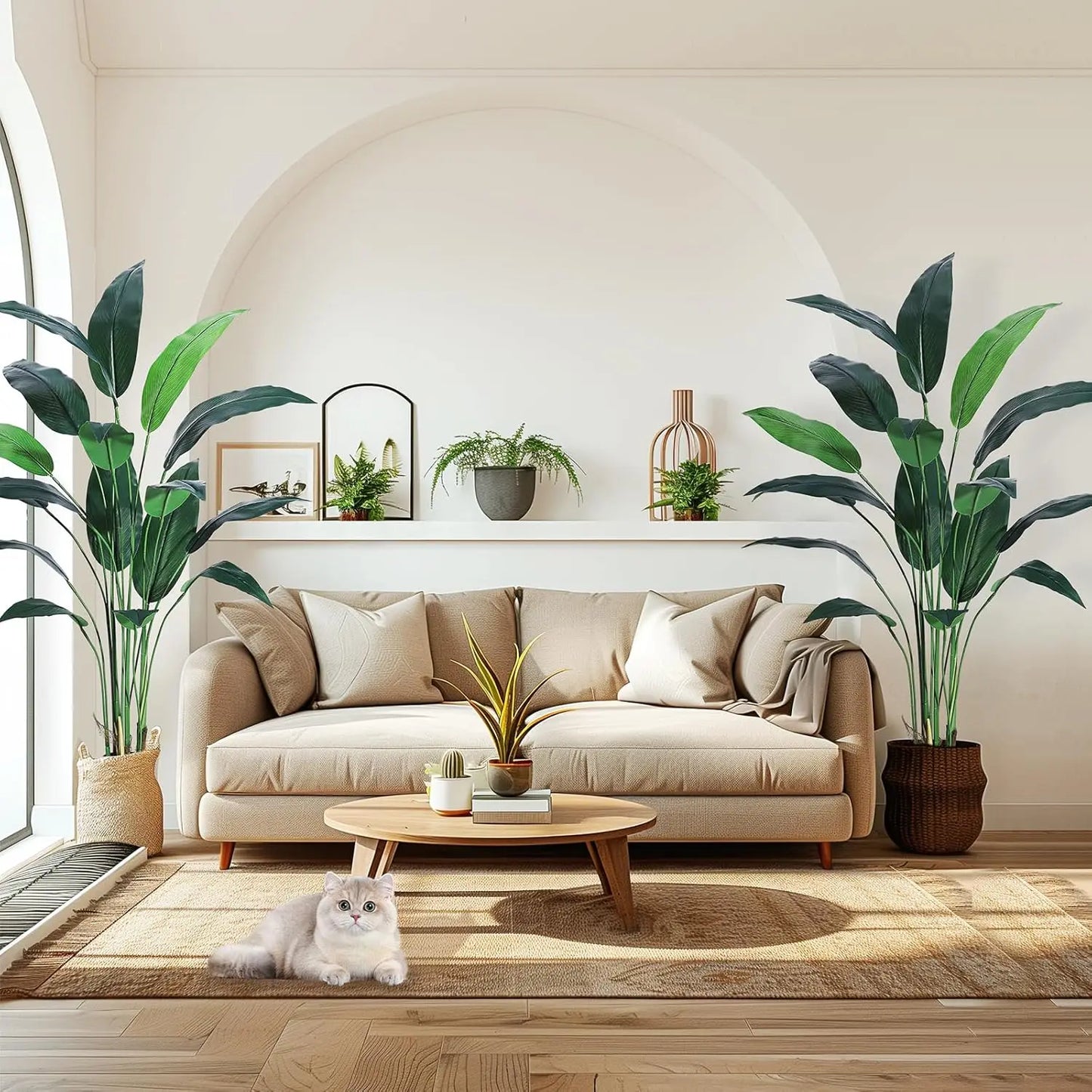 Artificial Bird of Paradise Plant 6FT(72in)/7FT(84IN) Fake Palm Tree for Indoor Outdoor Modern Decor