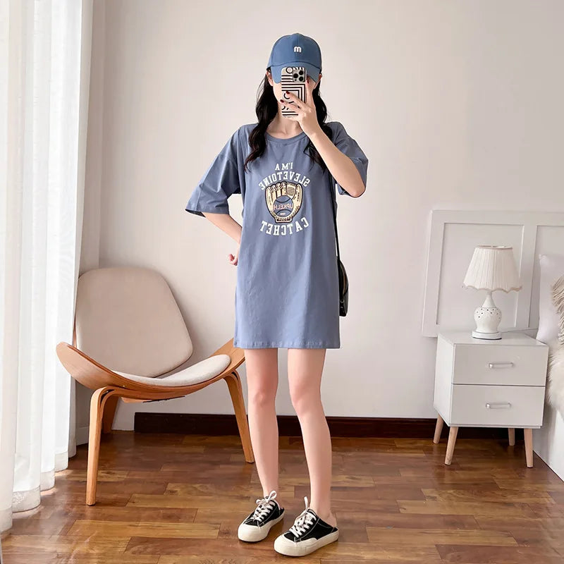 Maternity Dress Breastfeeding Summer For Women Cotton Pregnant Nursing Dresses Loose Casual