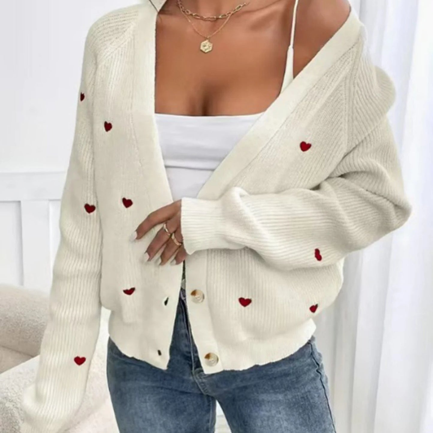Korean Fashion Casual Minimalist Cardigan Knit Outerwear For Women Ropa Mujer Tendencia