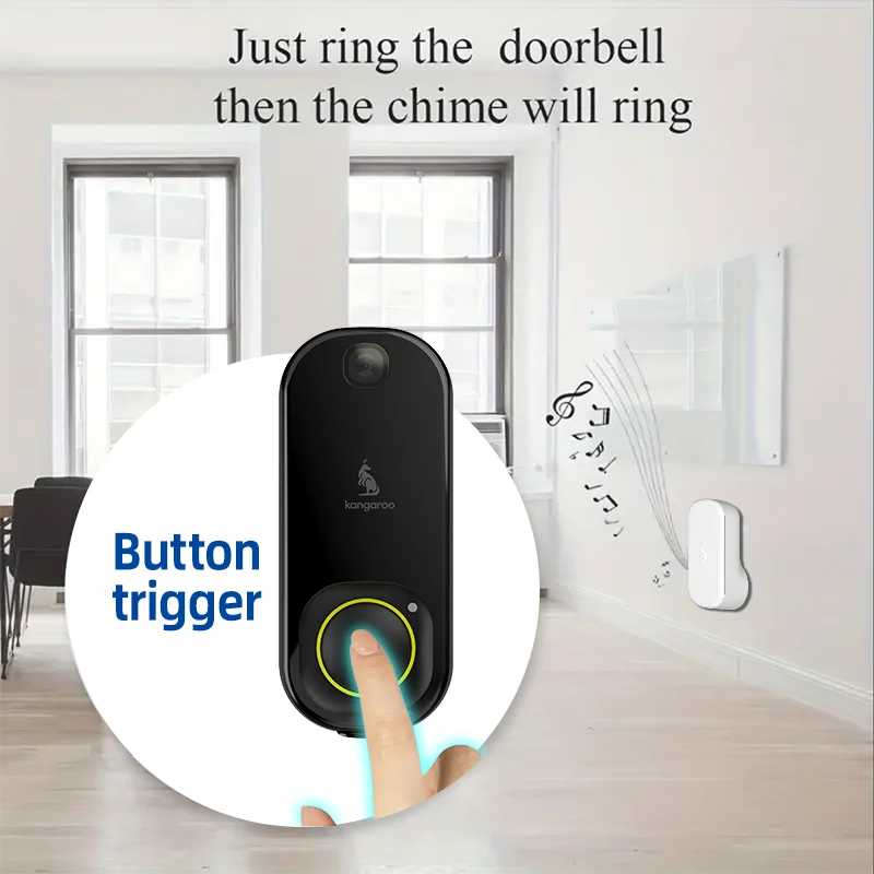 Kangaroo Smart Camera Doorbell Plus Chime With App Alerts
