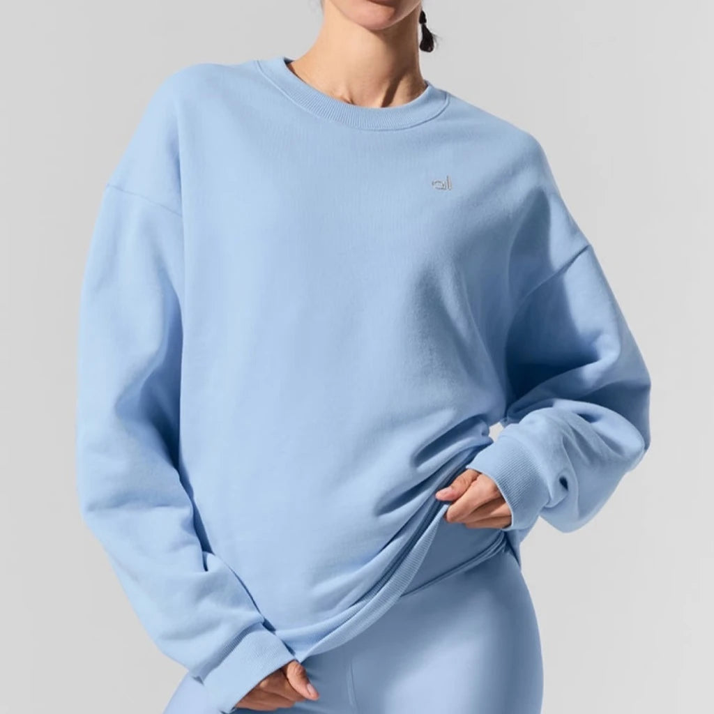 Long-sleeved Pullover Women Black Sports O-neck Korean Oversized Hoodie Tops