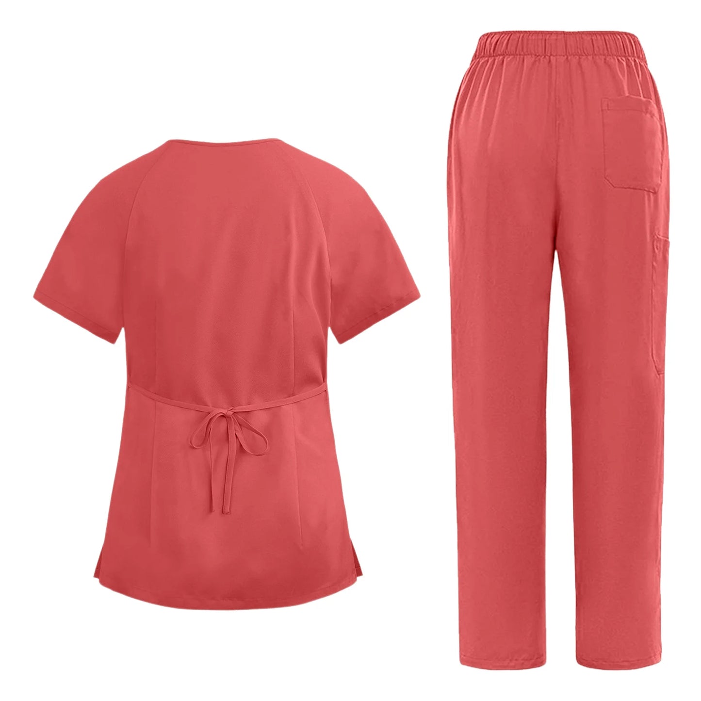 Women's Nurse Scrub Set Asymmetric V-Neck Short Sleeve Multi-Color Multi-Pocket Straight Pants