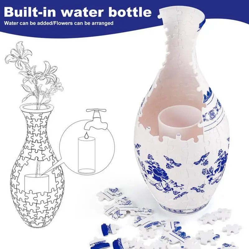 3D Puzzle Vase plastic Flower Vase Jigsaw Toy Building Block Assembly Bottle 160stk Curved Puzzle Pieces Housewarming Home Decor