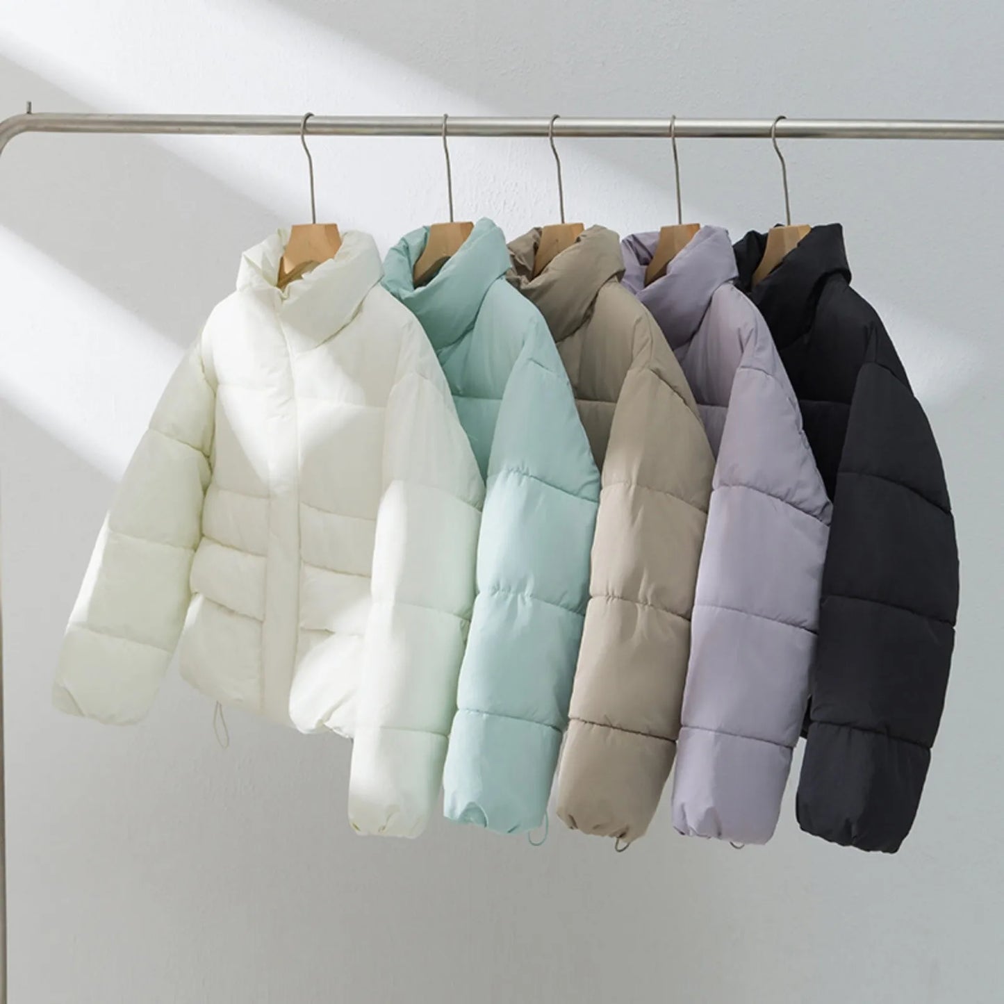 Women's Down Cotton Coat Short Stand-up Collar Autumn/winter Solid Color