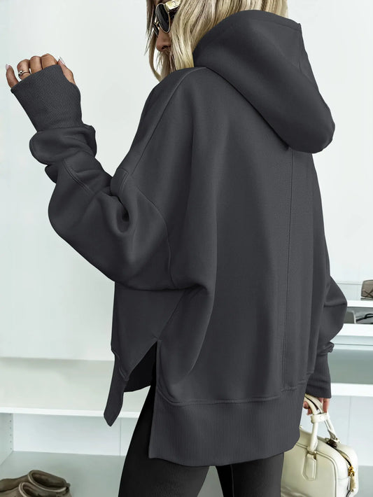 2025 Women'S Fashionable Solid Color Hooded Long Sleeved Sports Casual Pullover