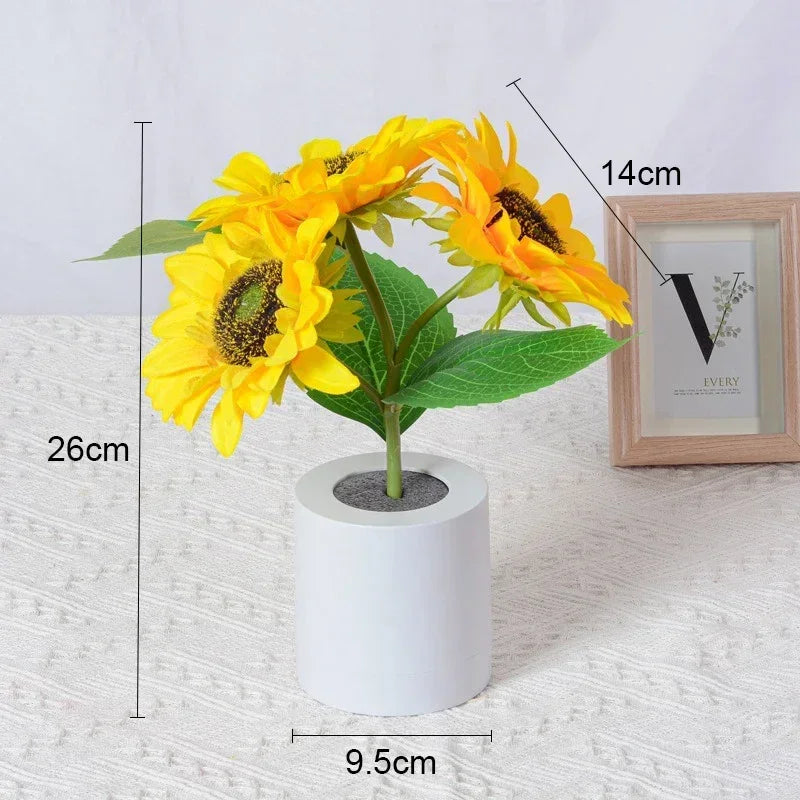 LED Night Light Sunflower Rechargeable Bedside Desk Lamp