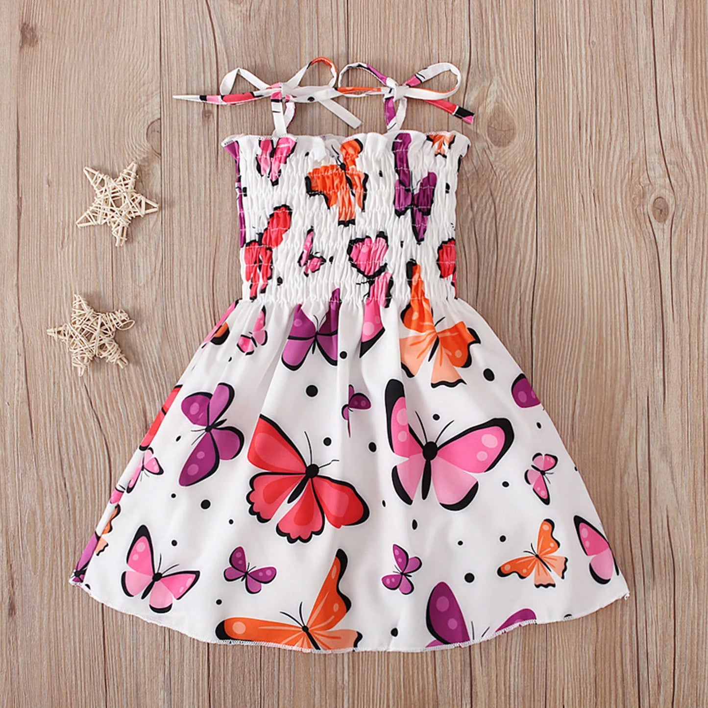 Children Girl Dress Summer Elegant Sling Princess Dresses Flower Print Kids Beach Sundress