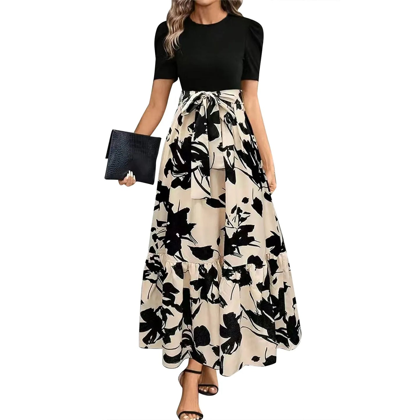 Women's Dresses High Waist Floral Print Dress Elegant Fashionable