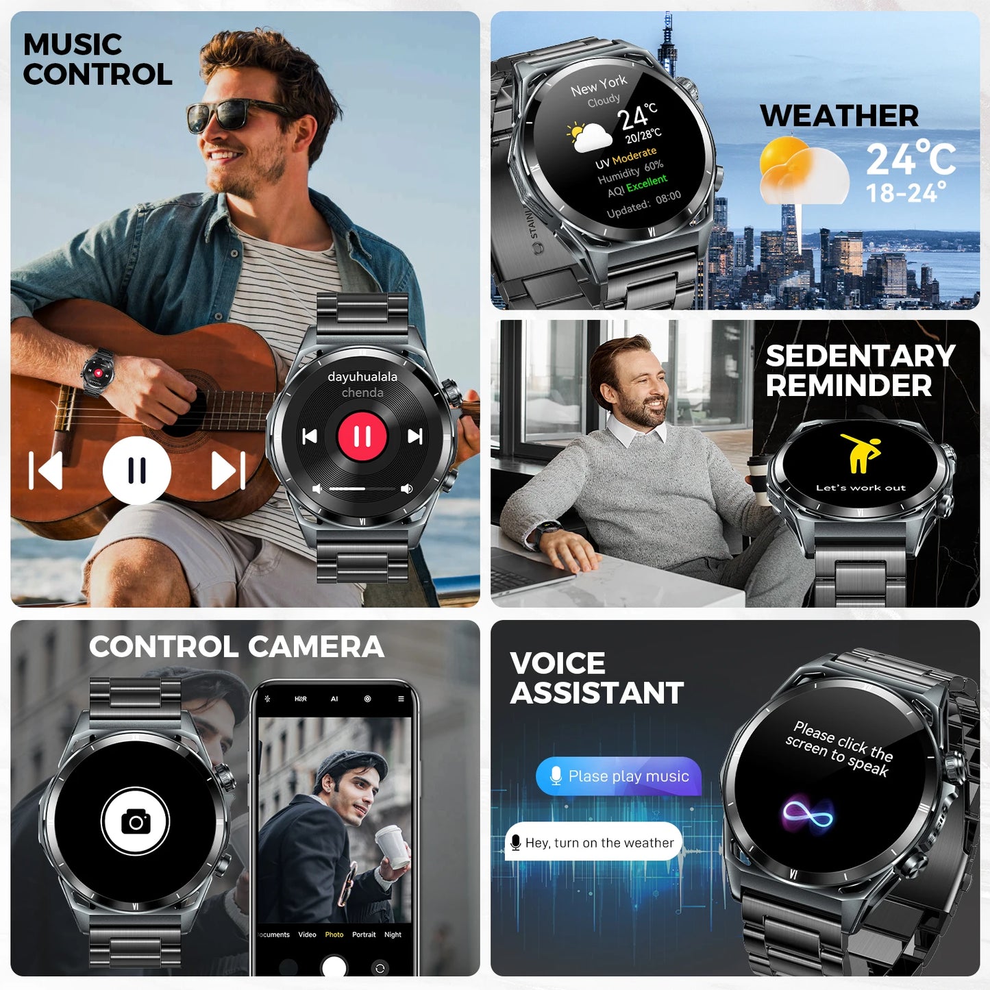 EIGIIS New Smart Watch KE6 1.43" AMOLED Display Men Black Sports Watch KE Series Bluetooth