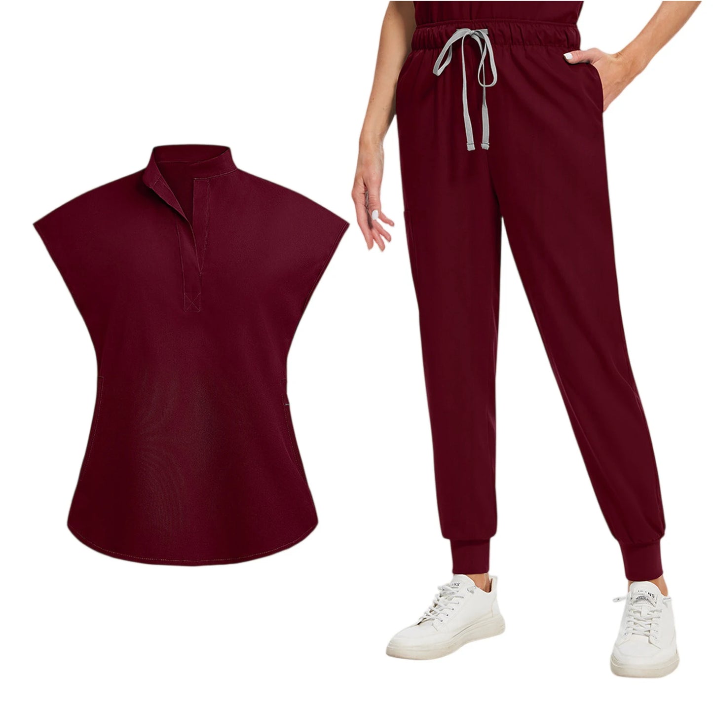 Anti-Wrinkle Professional Short Sleeve V-neck Scrubs Uniforms  Unisex  Clinical Surgical Nursing