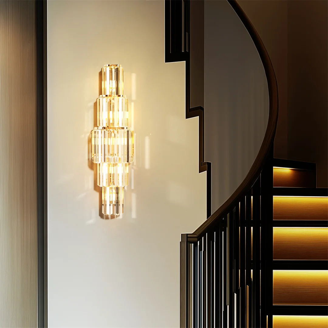 LUVODI Modern Crystal Wall Lamp 3 Layer Led Sconce