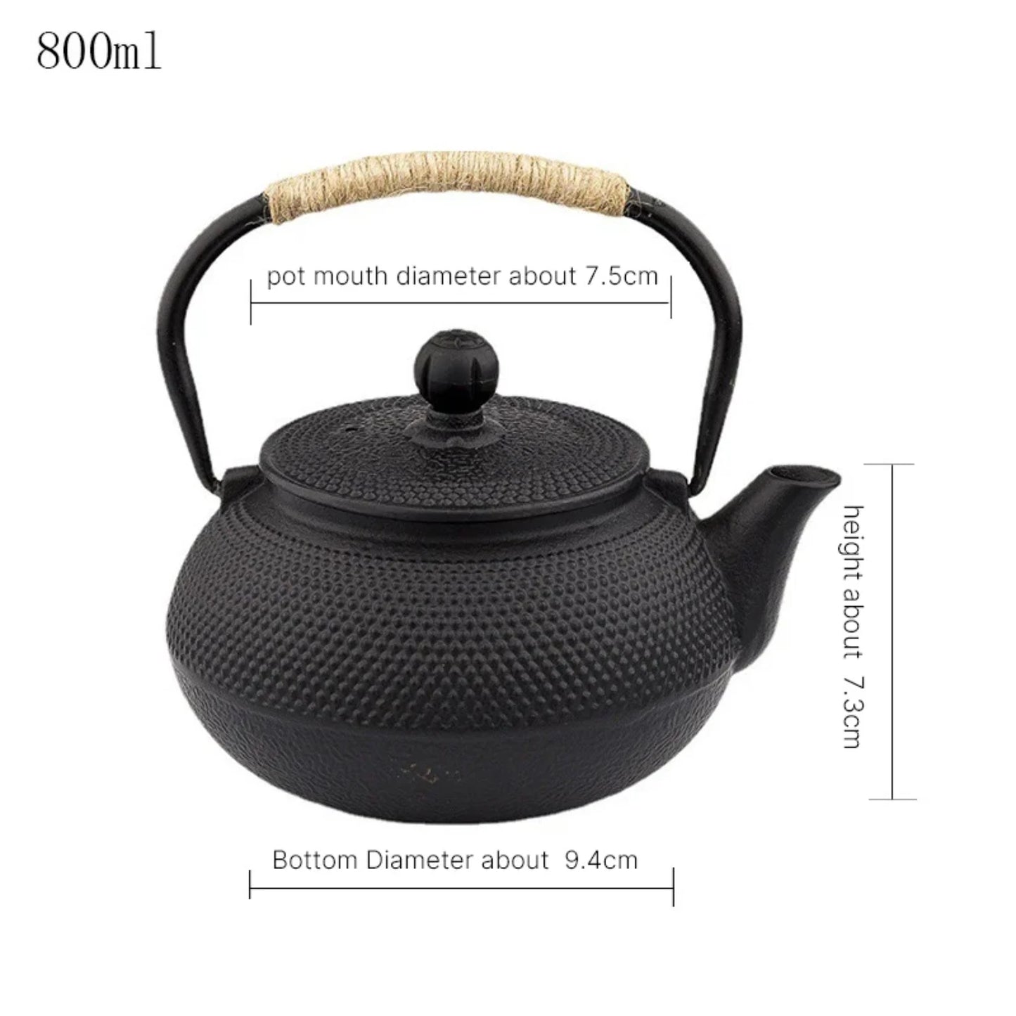 Japanese Cast Iron Kung Fu Tea Set with 600/800ml Capacity for Puer Tea - Stylish Iron Teapot and Tea Kettle for Home Decor and