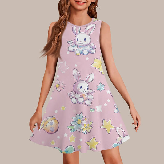 2025 Summer Girls Gift Short Sleeve Dress Original Cute Stitch Kids Skirt
