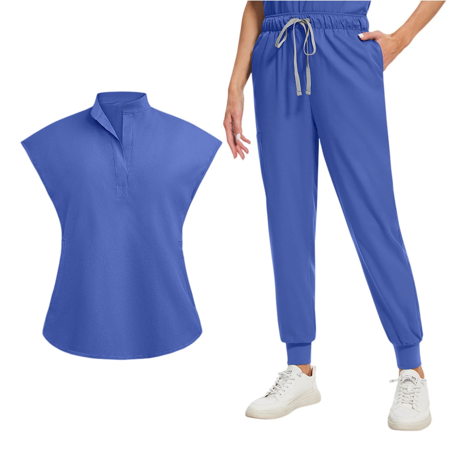 Anti-Wrinkle Professional Short Sleeve V-neck Scrubs Uniforms  Unisex  Clinical Surgical Nursing