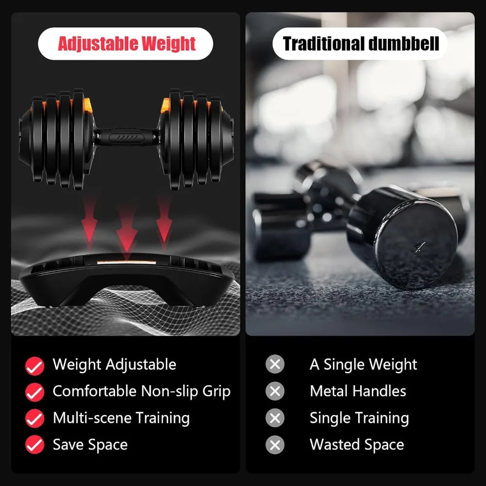 Adjustable Dumbbell Set,12 Free Weights  Home Gym with Tray